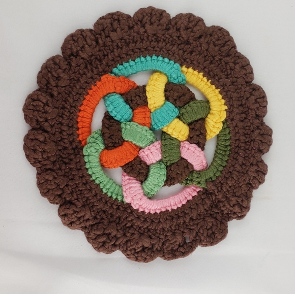 Lot of 2 Vintage Crocheted pot holders - Picture 3 of 5